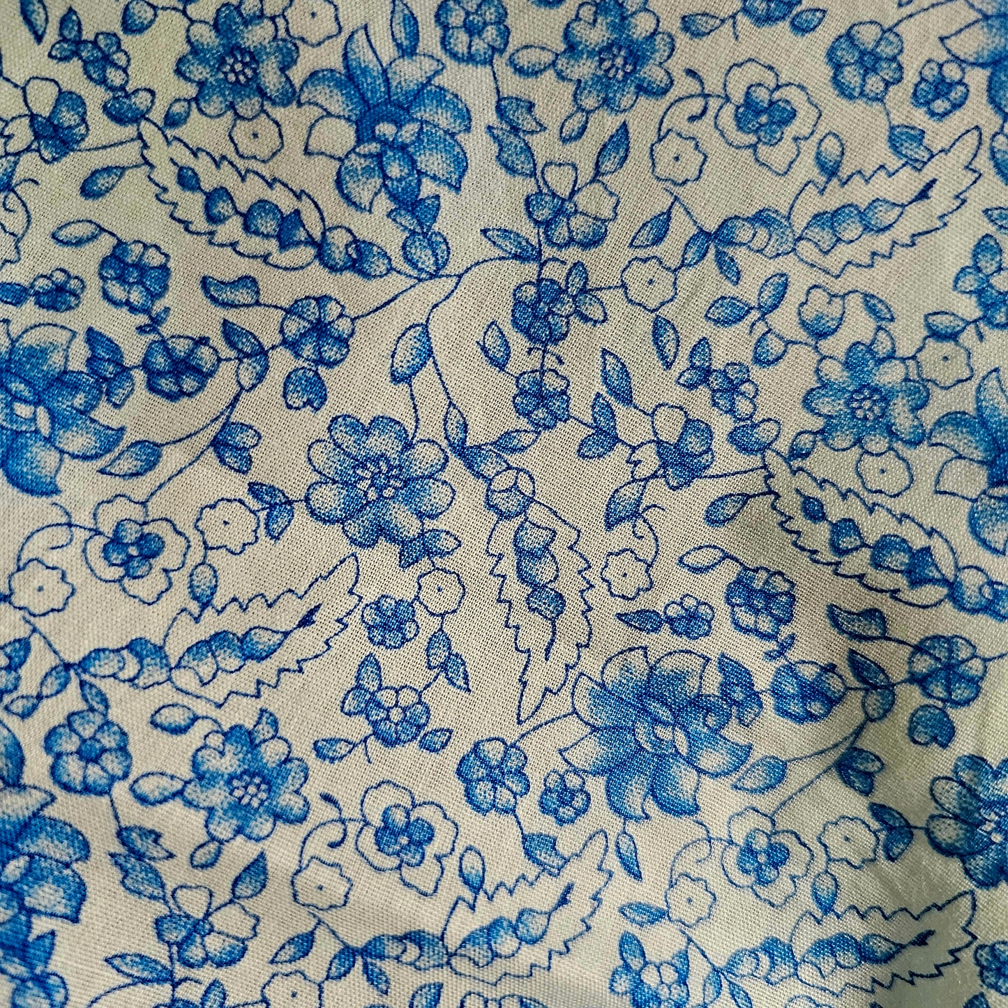 Fabric Printed Lawn - Floral Blue & Cream