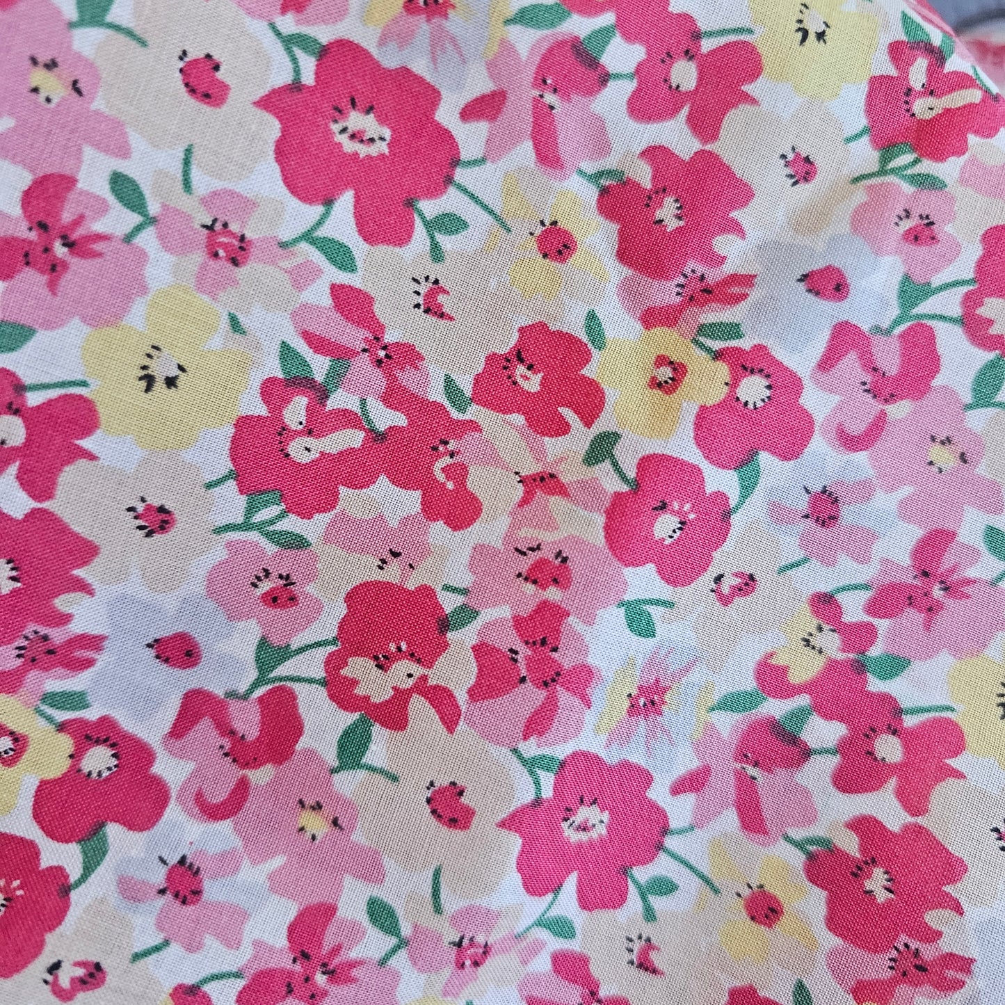 Fabric Printed Lawn - Floral Cerise & Lemon