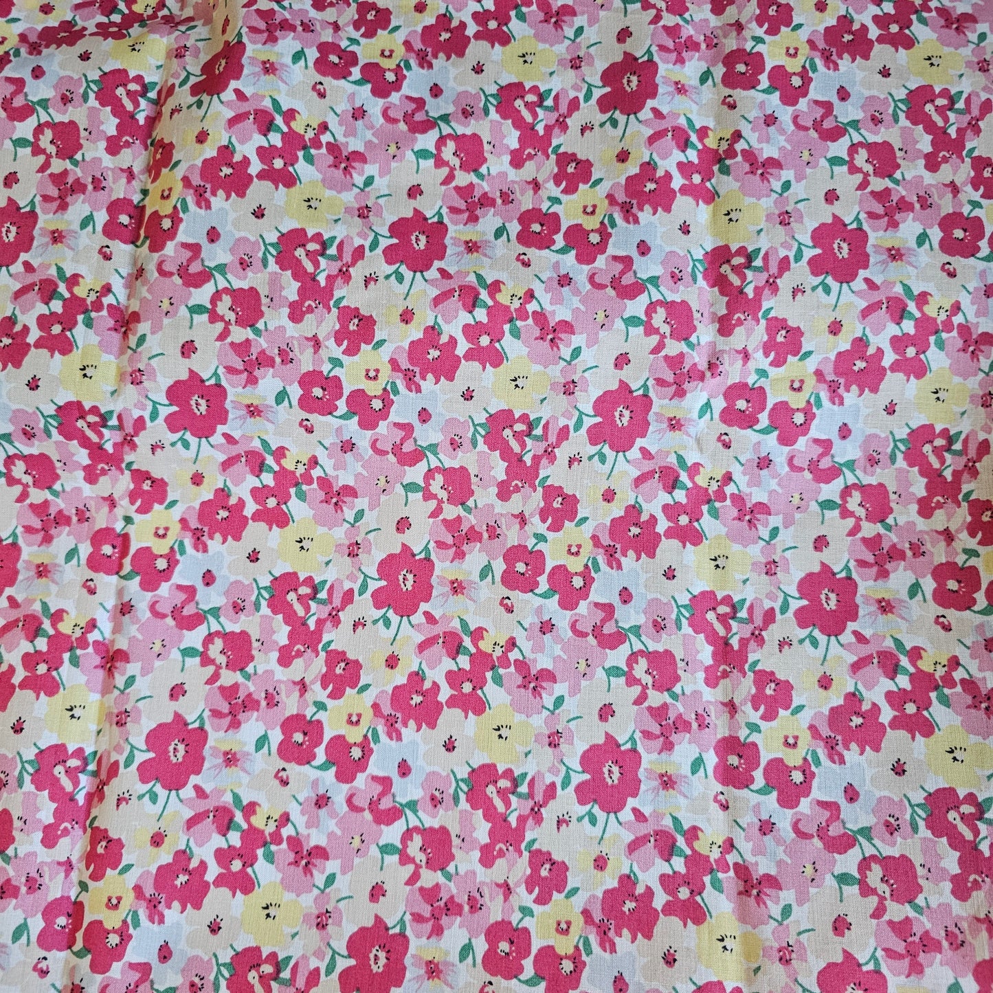 Fabric Printed Lawn - Floral Cerise & Lemon