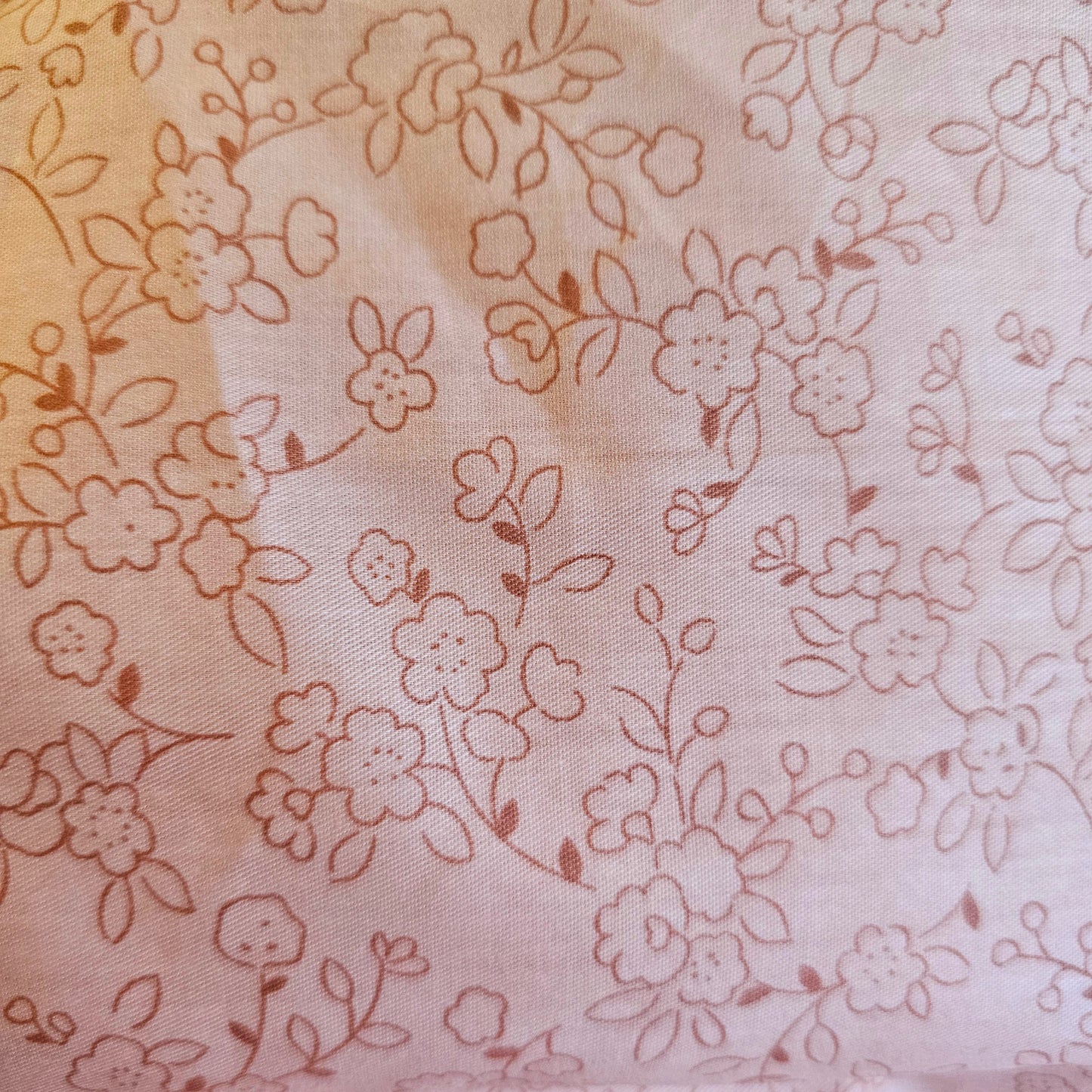 Fabric Printed Cotton Evenweave - Floral Peach & Rust