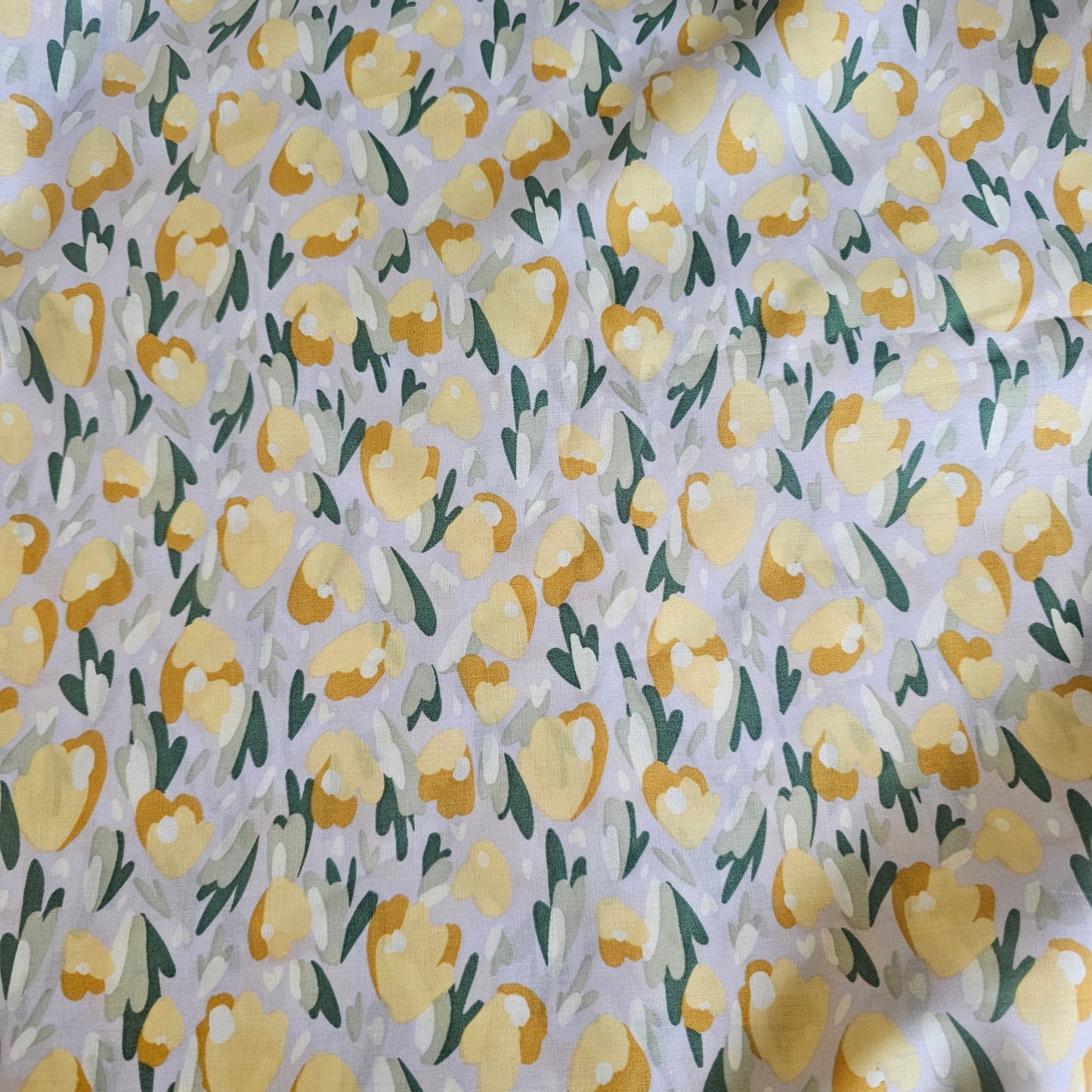 Fabric Printed Cotton Lawn - Butter & Gold