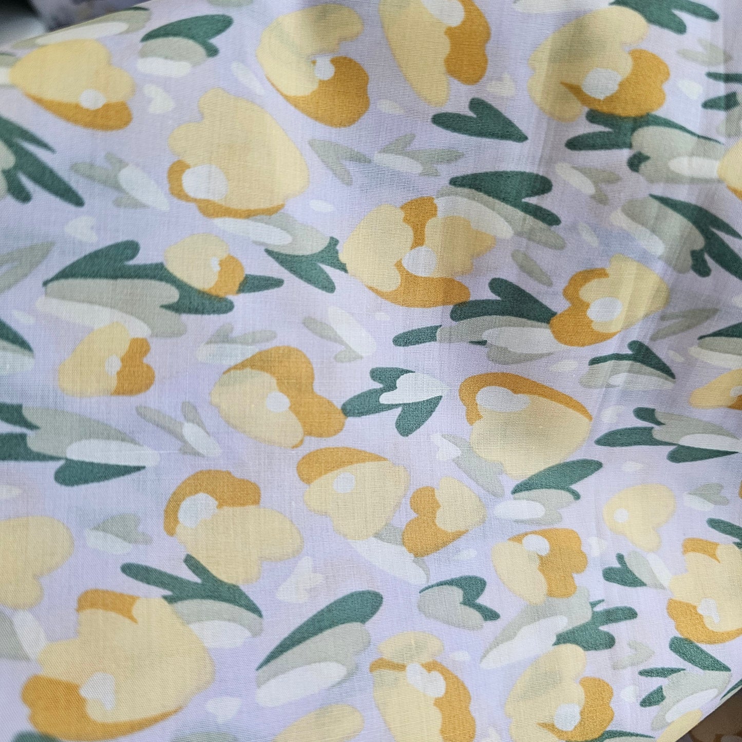 Fabric Printed Cotton Lawn - Butter & Gold