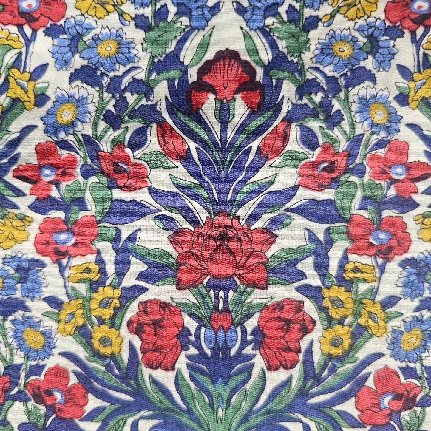 Fabric Printed Lawn - Floral Red & Navy