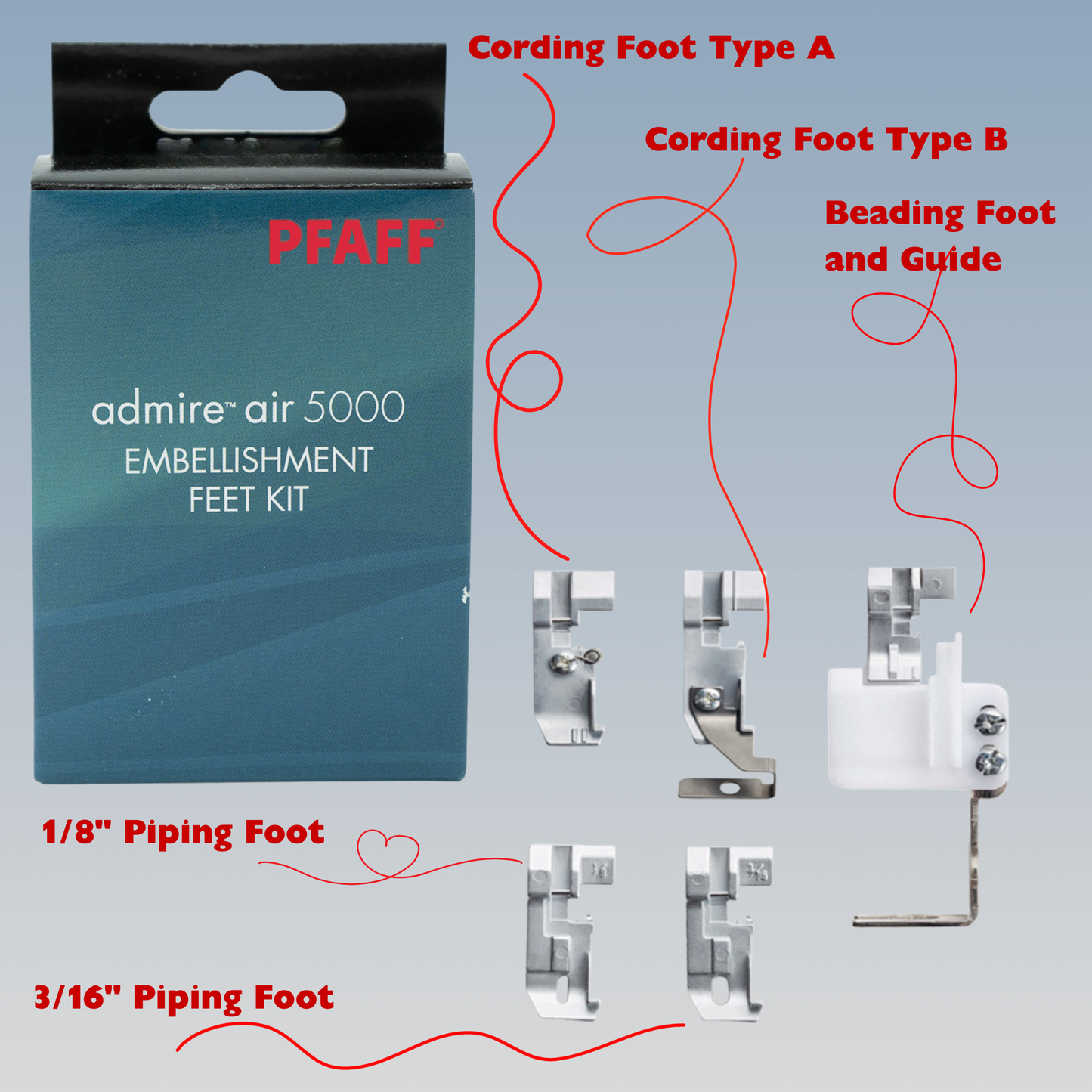 Domestic Accessories Embellishment presser foot kit for PFAFF