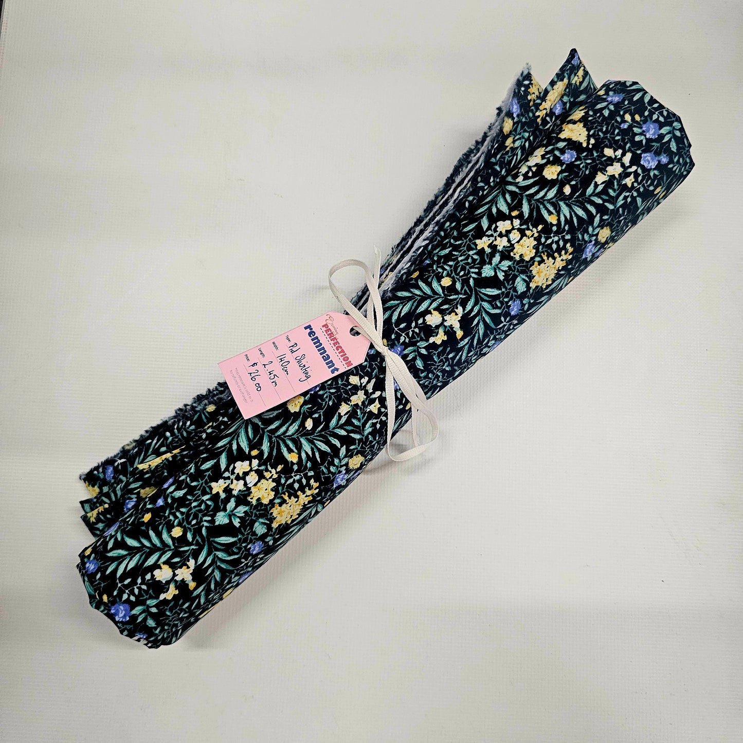 Fabric Printed Cotton/Spandex Shirting - Floral Green & Black