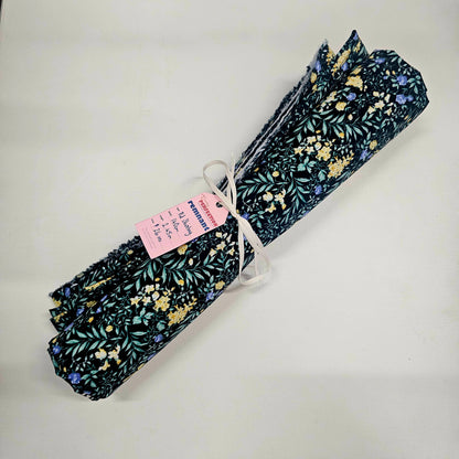 Fabric Printed Cotton/Spandex Shirting - Floral Green & Black