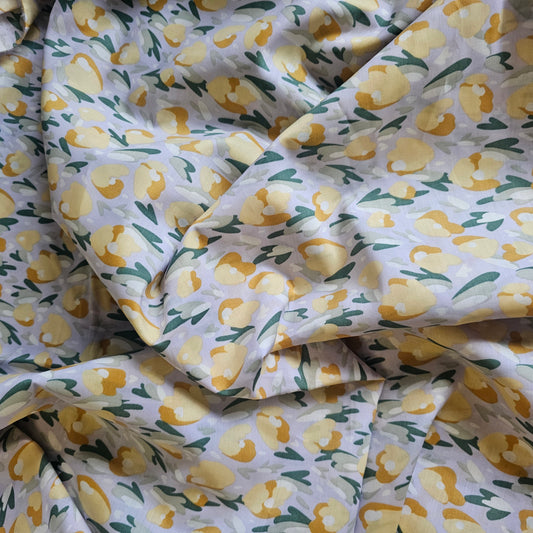Fabric Printed Cotton Lawn - Butter & Gold