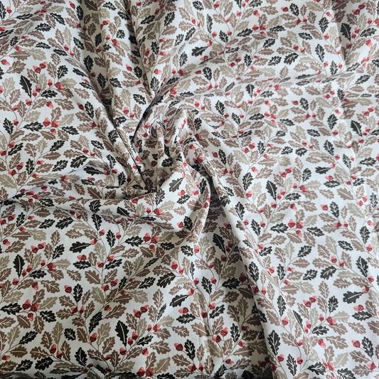 Fabric Printed Cotton Lawn - Fawn & red