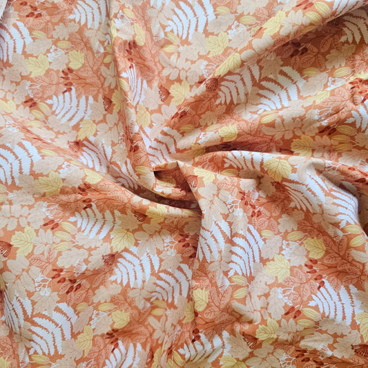 Fabric Printed Cotton Evenweave - Apricot & Rust