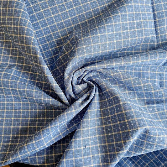 Fabric Homespun - wedgewood & cream check