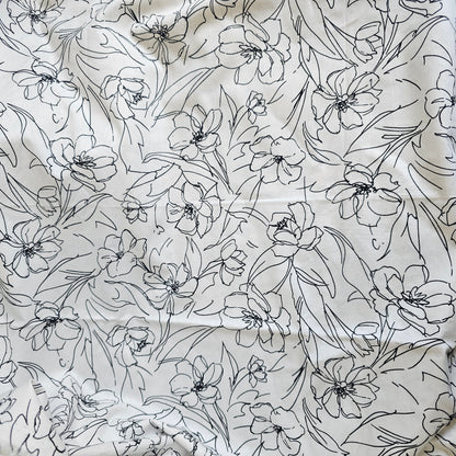Fabric Lawn - Black and White modern floral