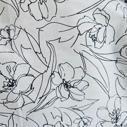 Fabric Lawn - Black and White modern floral