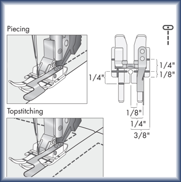 Domestic Presser Feet Clear Quarter inch with guide for PFAFF